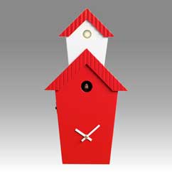 Contemporary cuckoo clock Art.flat 2601 lacquered with acrilic color red